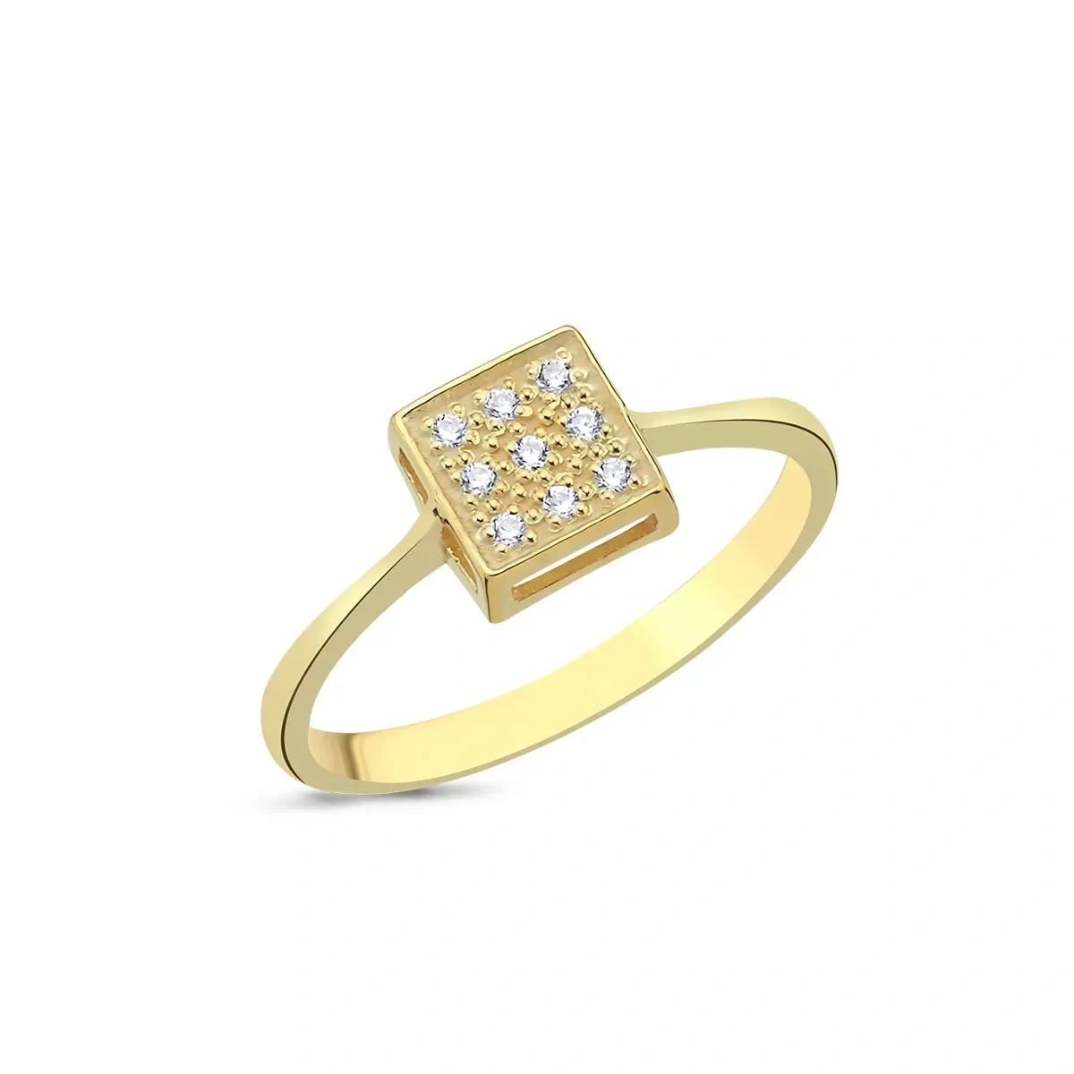 Pırlantalı Kare Pave Taşlı Yüzük