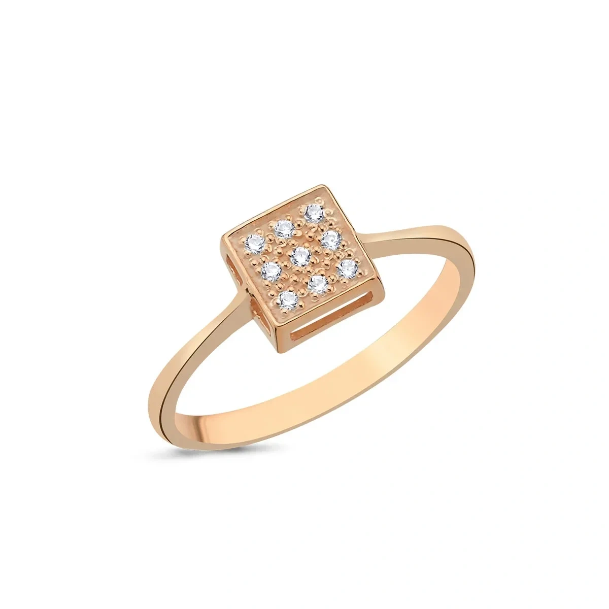 Pırlantalı Kare Pave Taşlı Yüzük