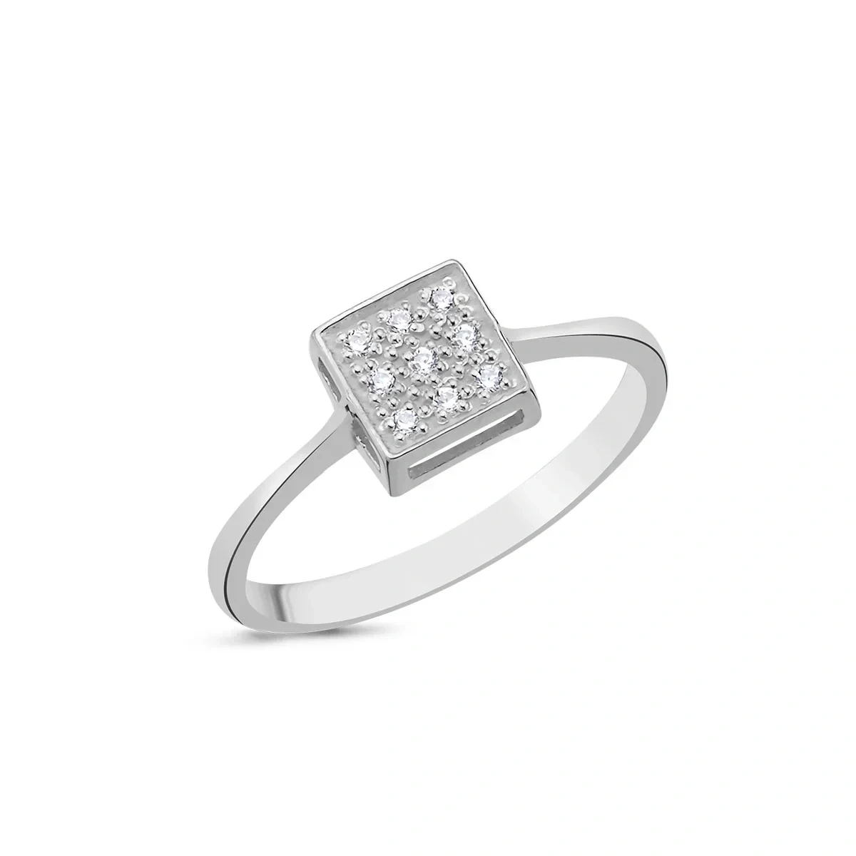 Pırlantalı Kare Pave Taşlı Yüzük