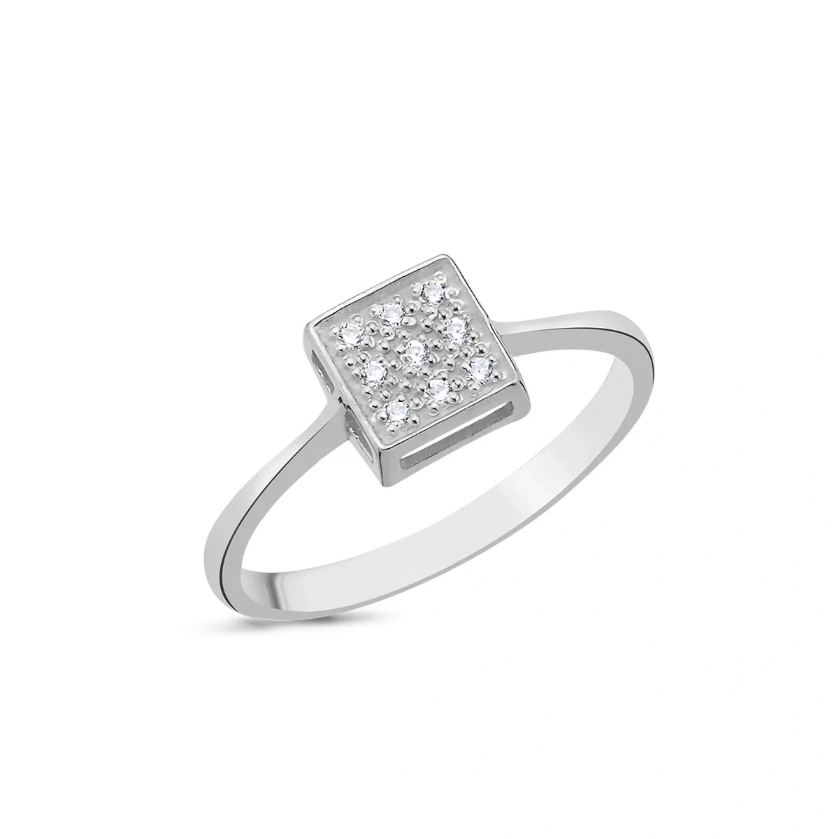 Pırlantalı Kare Pave Taşlı Yüzük