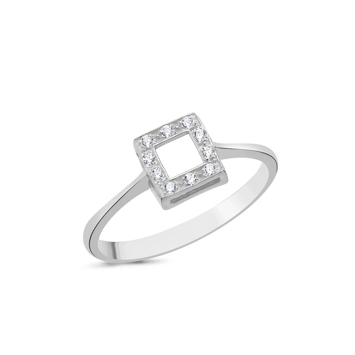 Pırlantalı Kare Pave Taşlı Yüzük