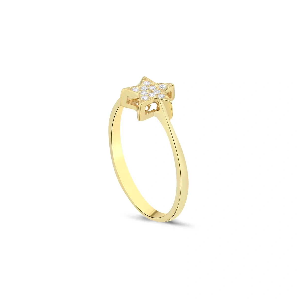 Pırlantalı Yıldız Pave Taşlı Yüzük