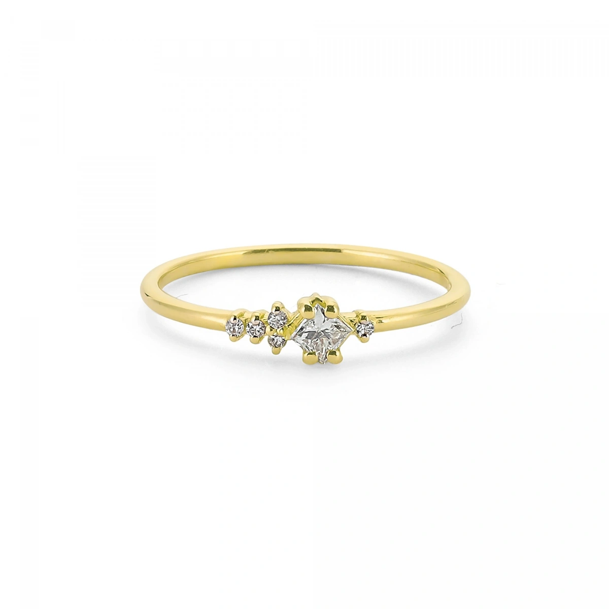 Prenses Taşlı Modern Altın Yüzük