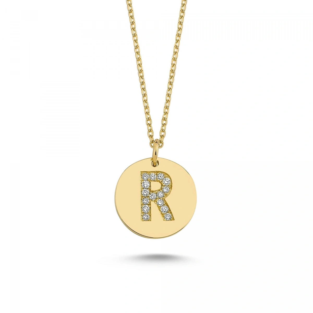 R Harfi Altın Kolye