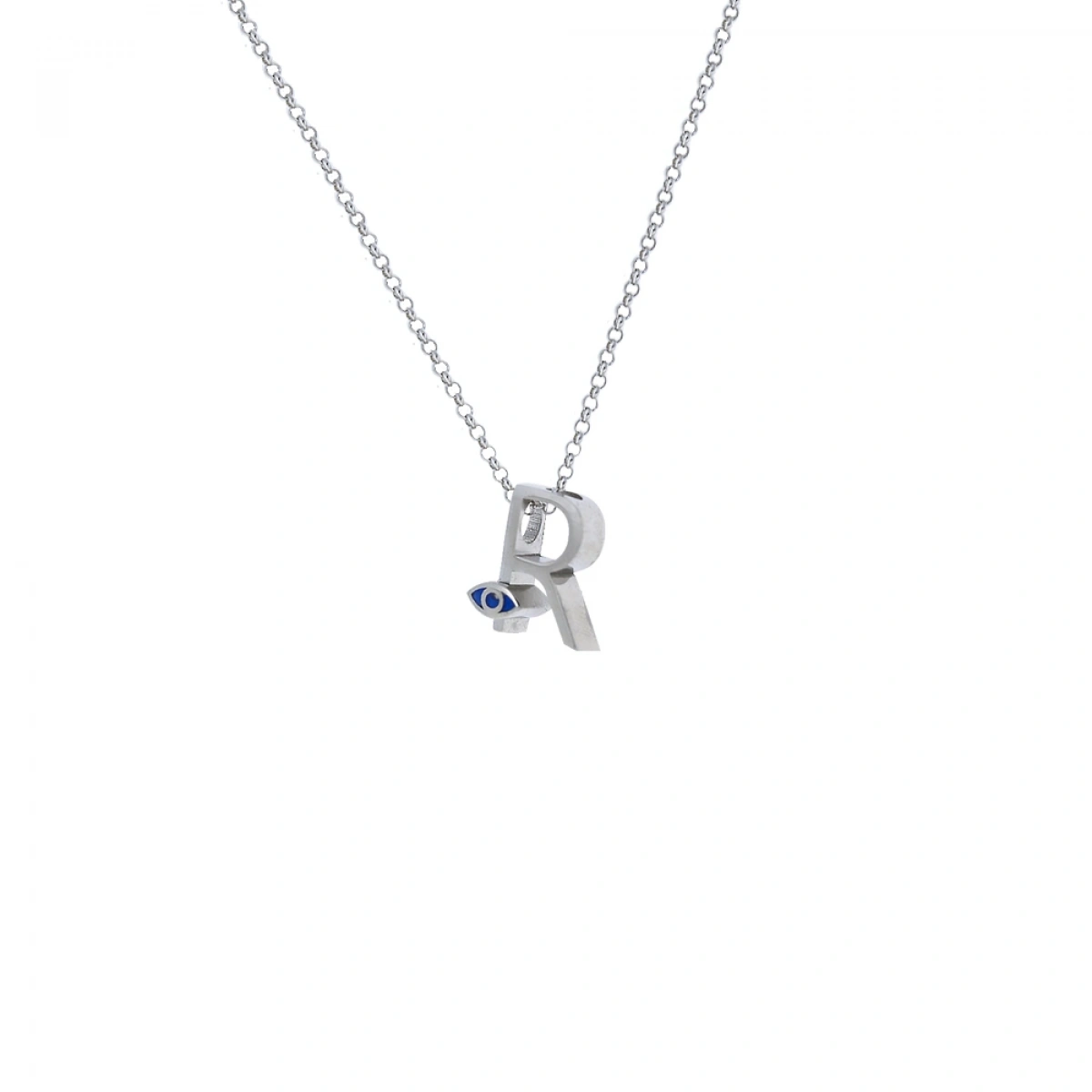 R Harfi Gözlü Gümüş Kolye