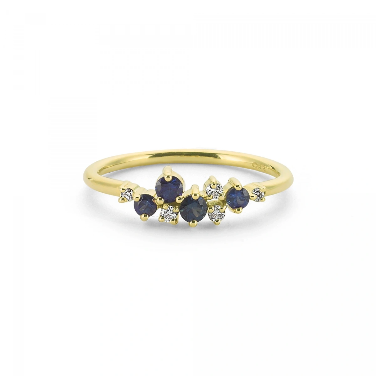 Renkli Koyu Mavi Bouble Altın Yüzük