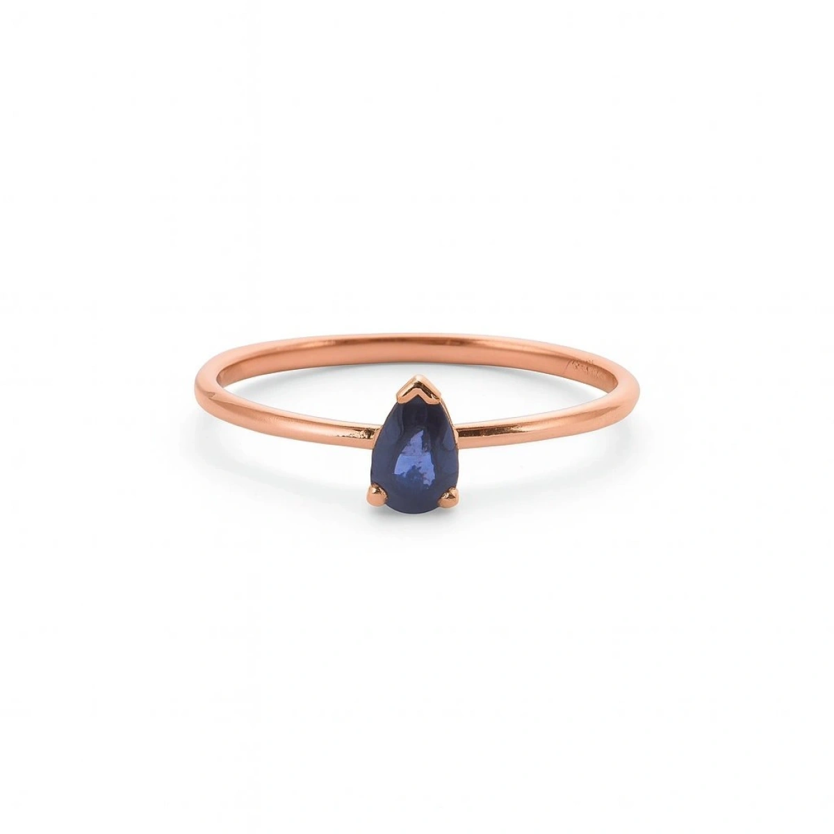 Renkli Koyu Mavi Damla Taşlı Altın Yüzük