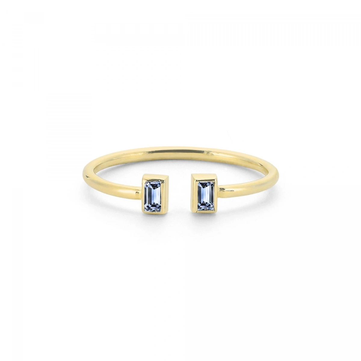 Renkli Mavi Baget Taşlı Altın Yüzük