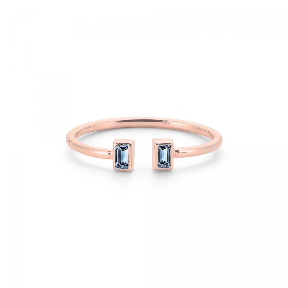 Renkli Mavi Baget Taşlı Altın Yüzük