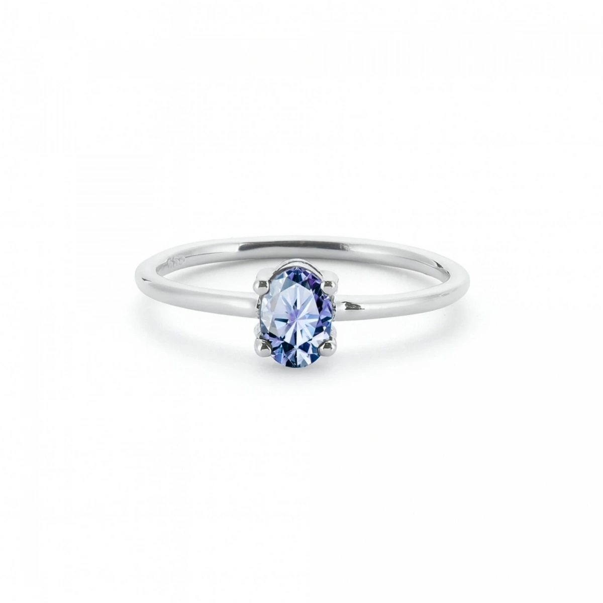 Renkli Mavi Oval Taşlı Altın Yüzük