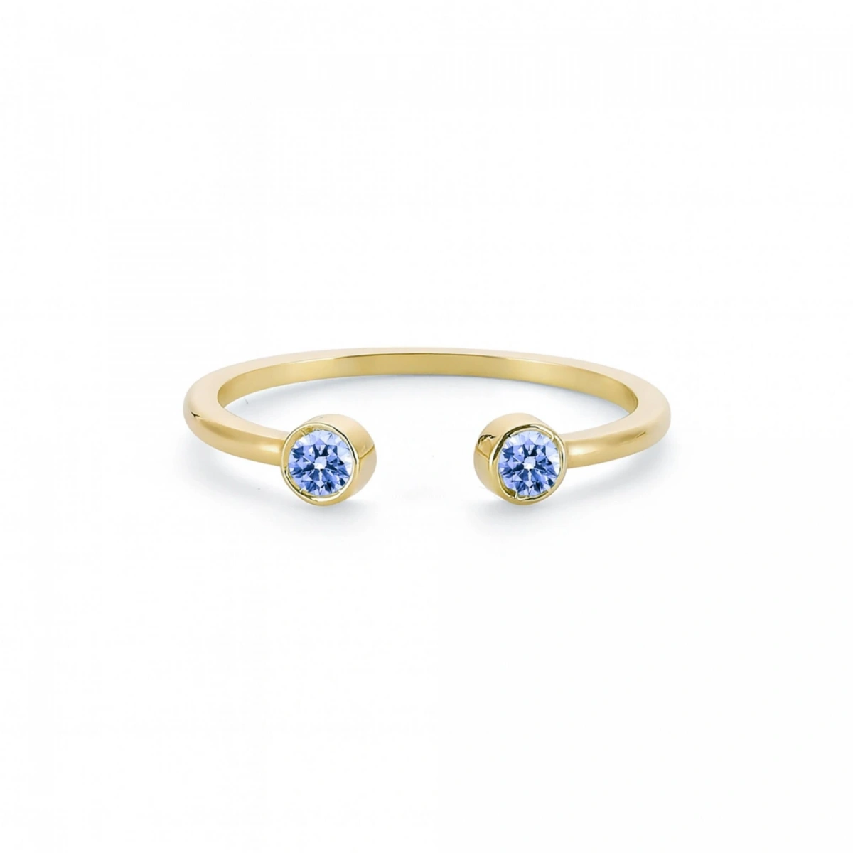 Renkli Mavi Taşlı Altın Yüzük