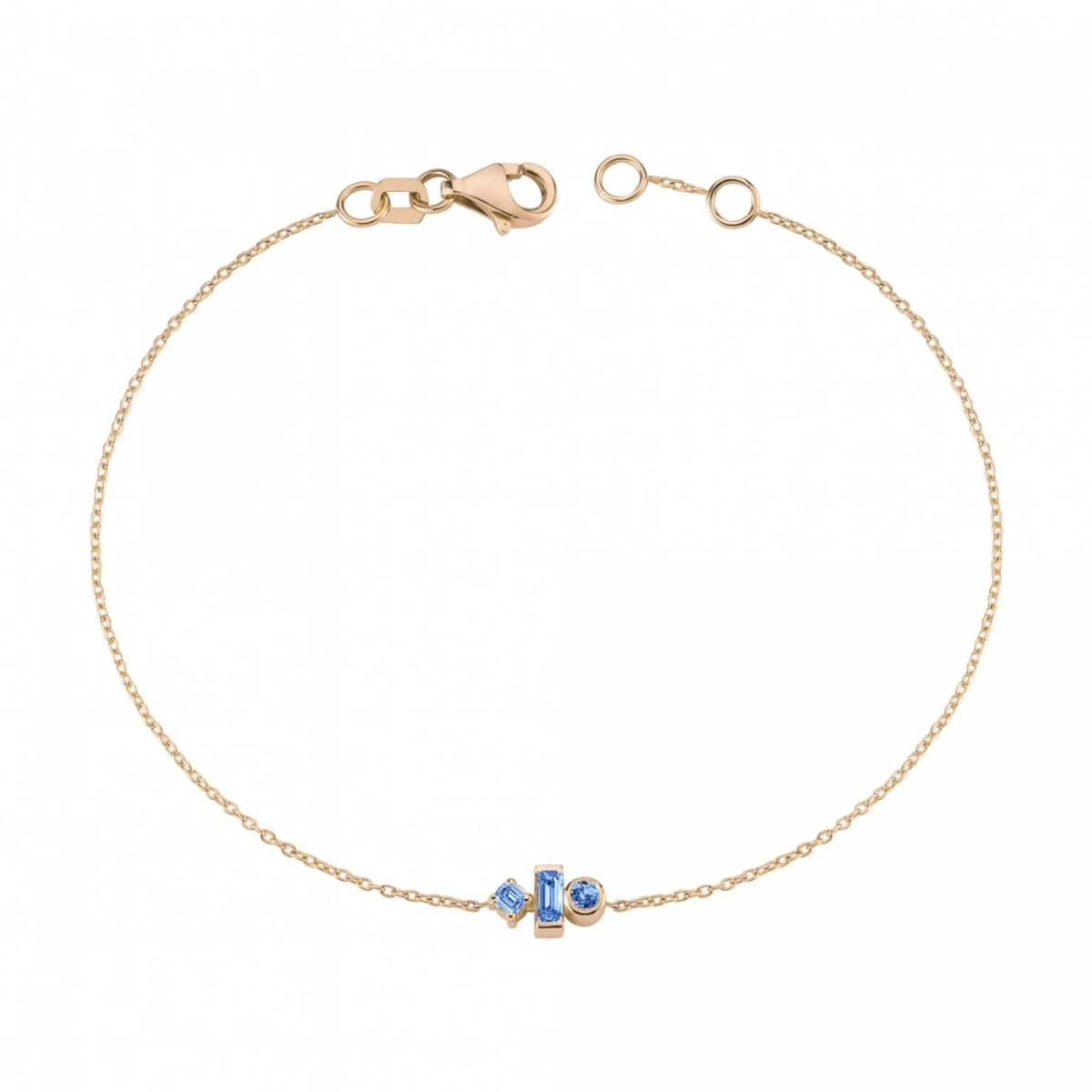 Renkli Mavi Taşlı Modern Altın Bileklik