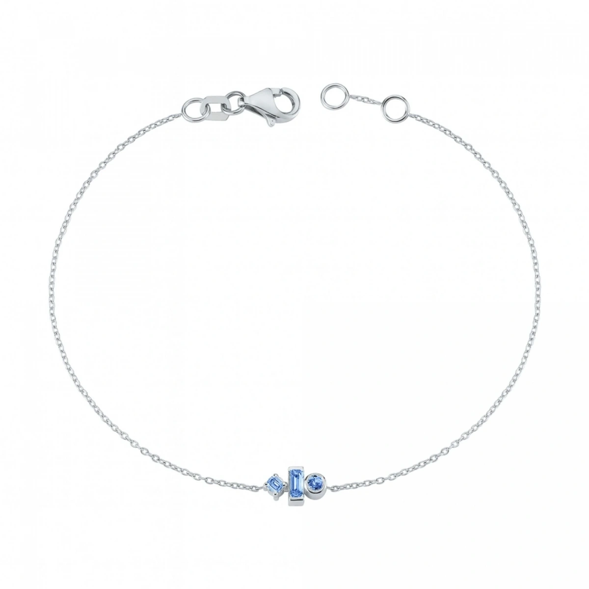 Renkli Mavi Taşlı Modern Altın Bileklik