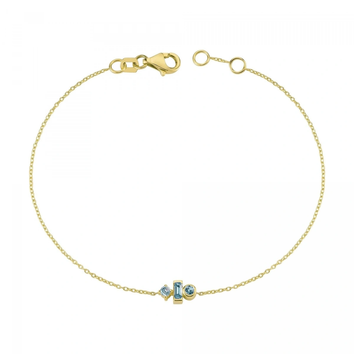 Renkli Mavi Taşlı Modern Altın Bileklik