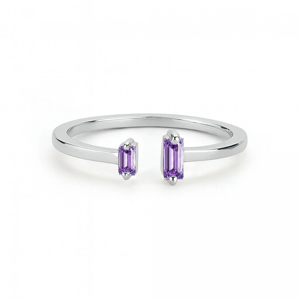 Renkli Mor Baget Taşlı Altın Yüzük