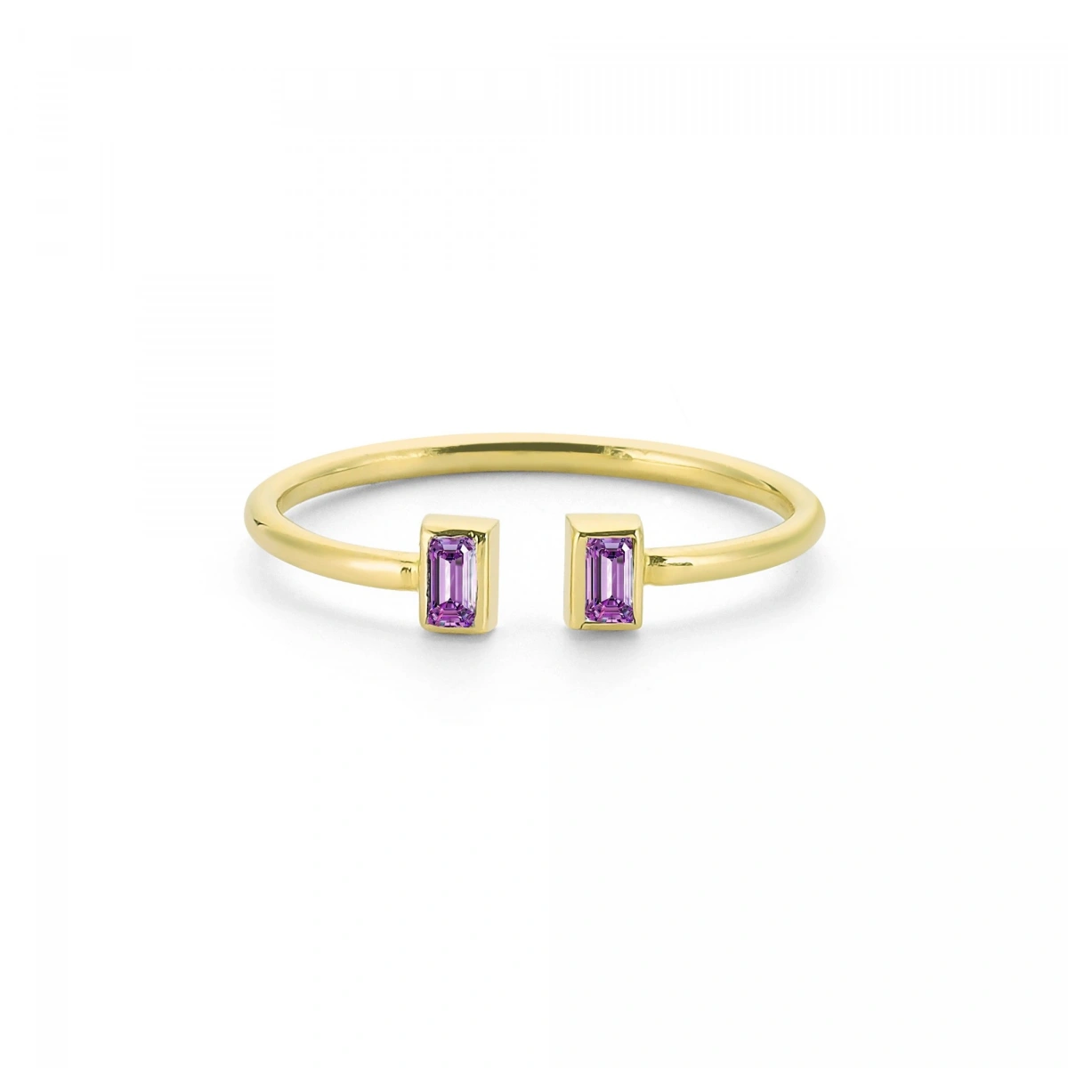 Renkli Mor Baget Taşlı Altın Yüzük