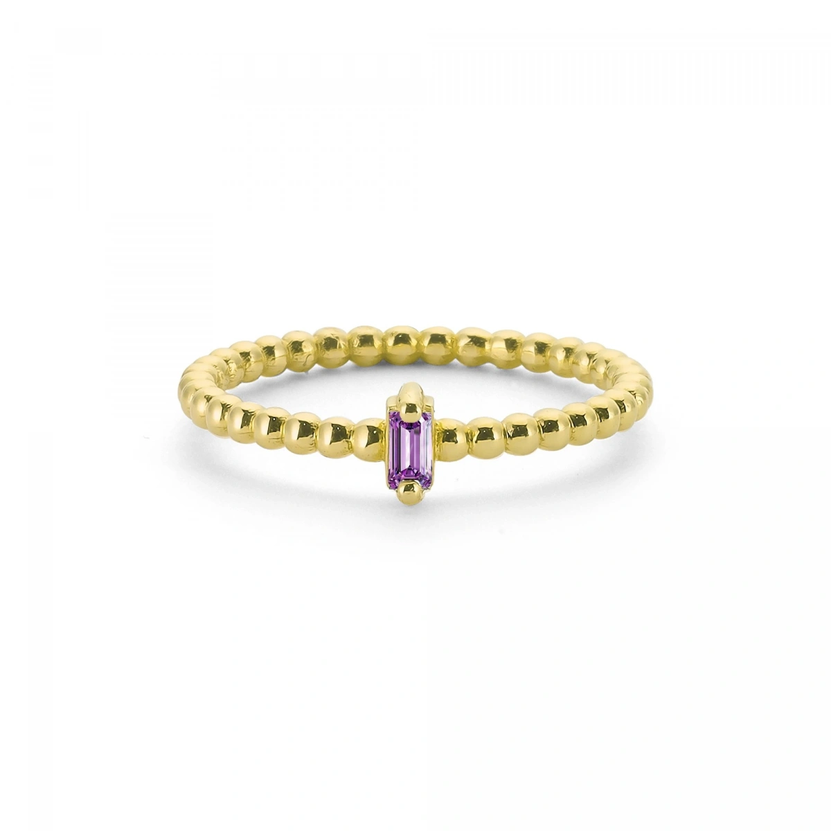 Renkli Mor Baget Taşlı Toplu Altın Yüzük