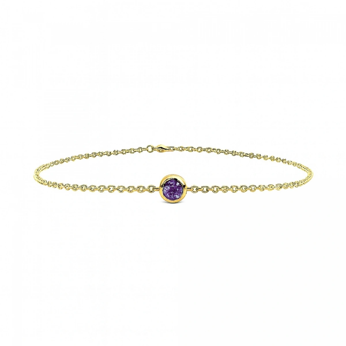 Renkli Mor Taşlı Altın Bileklik