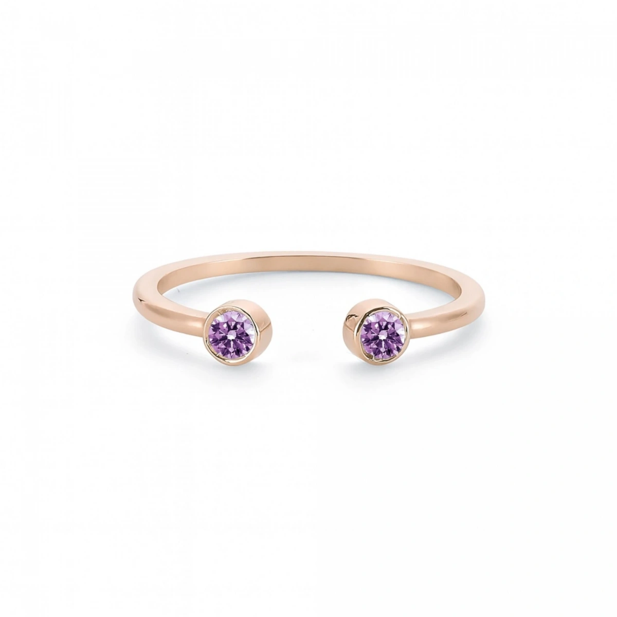 Renkli Mor Taşlı Altın Yüzük