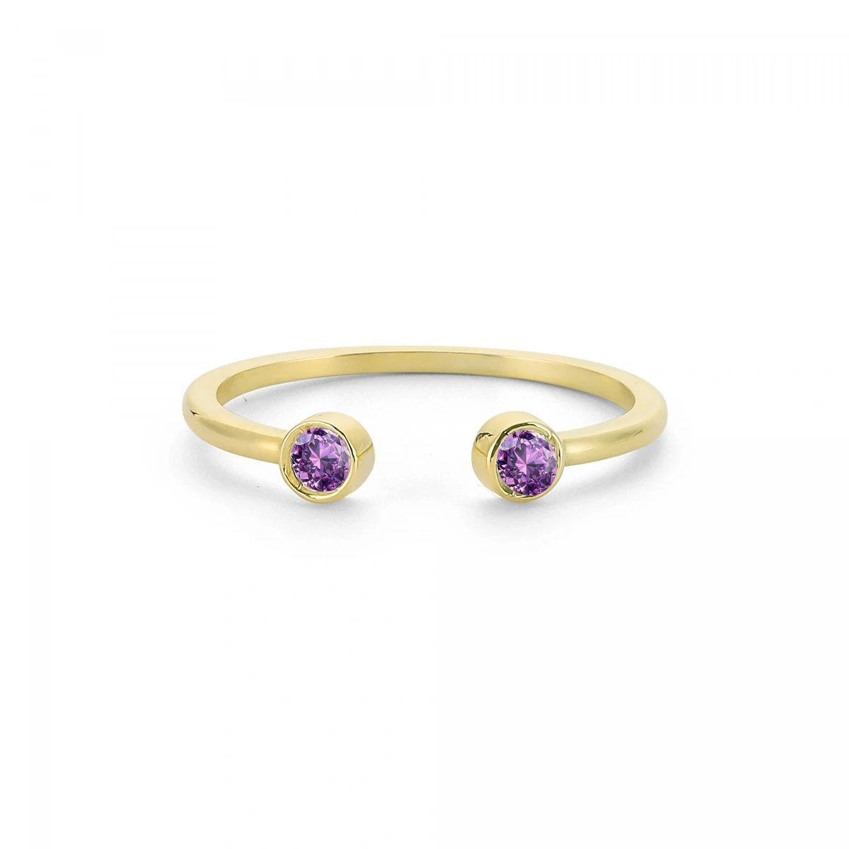 Renkli Mor Taşlı Altın Yüzük