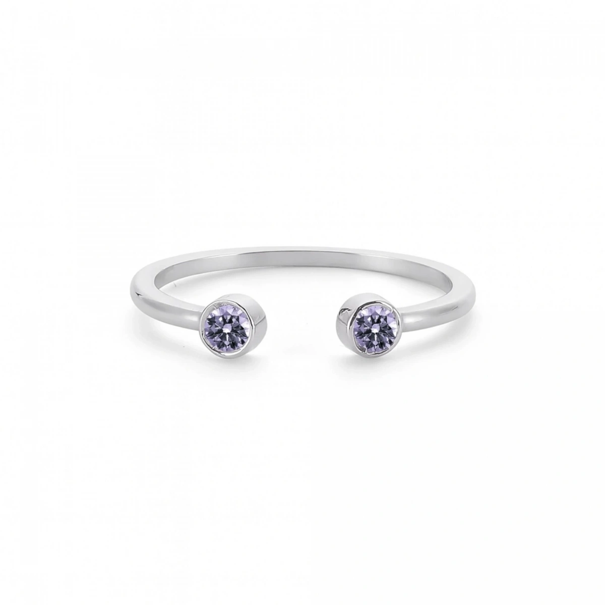 Renkli Mor Taşlı Altın Yüzük