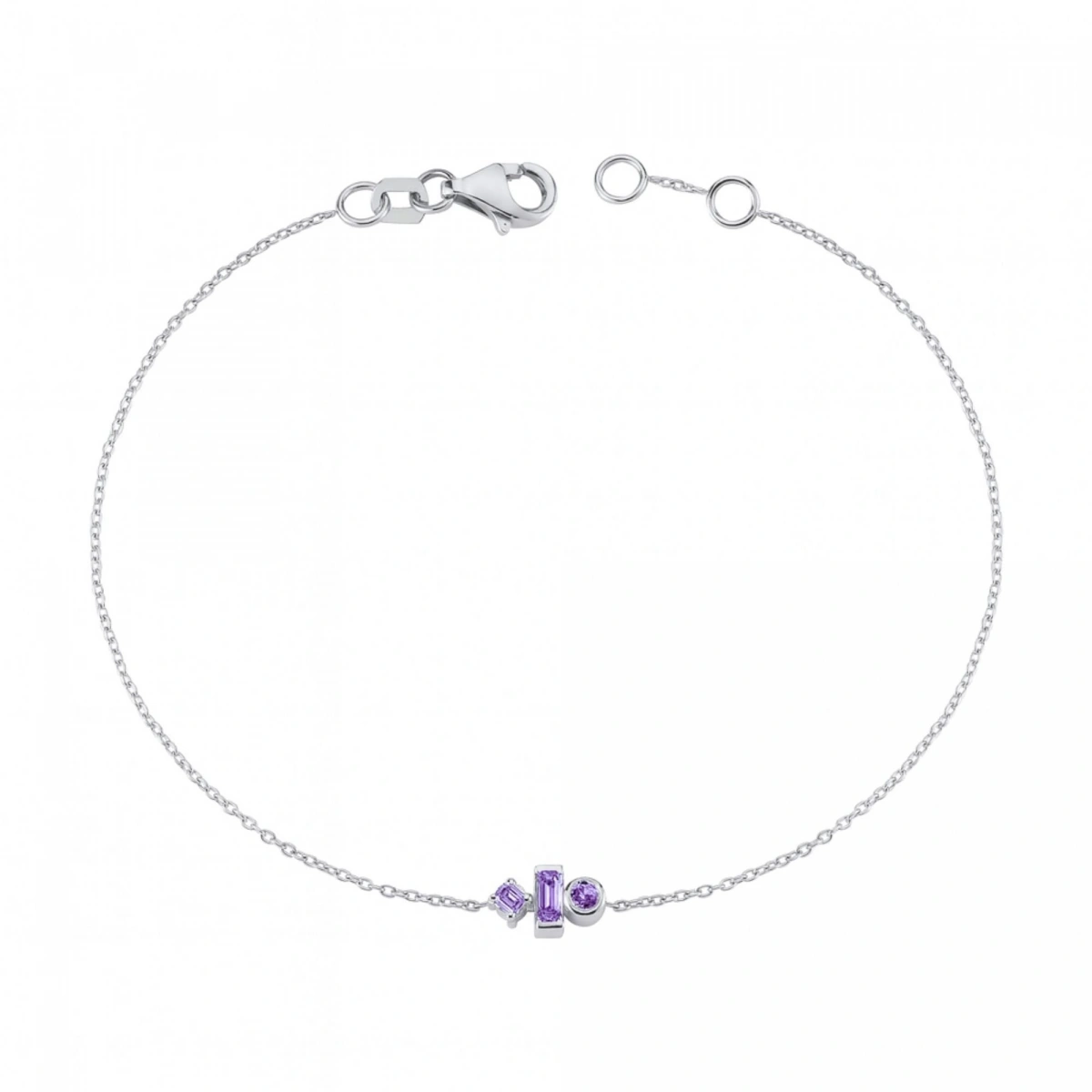 Renkli Mor Taşlı Modern Altın Bileklik