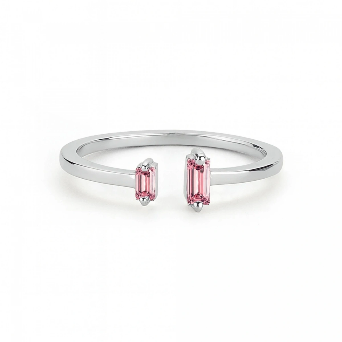 Renkli Pembe Baget Taşlı Altın Yüzük