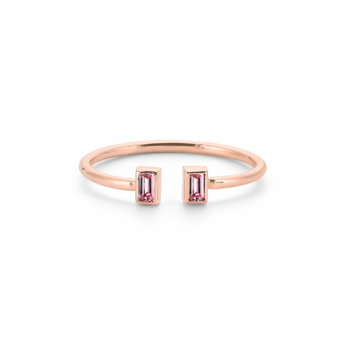 Renkli Pembe Baget Taşlı Altın Yüzük