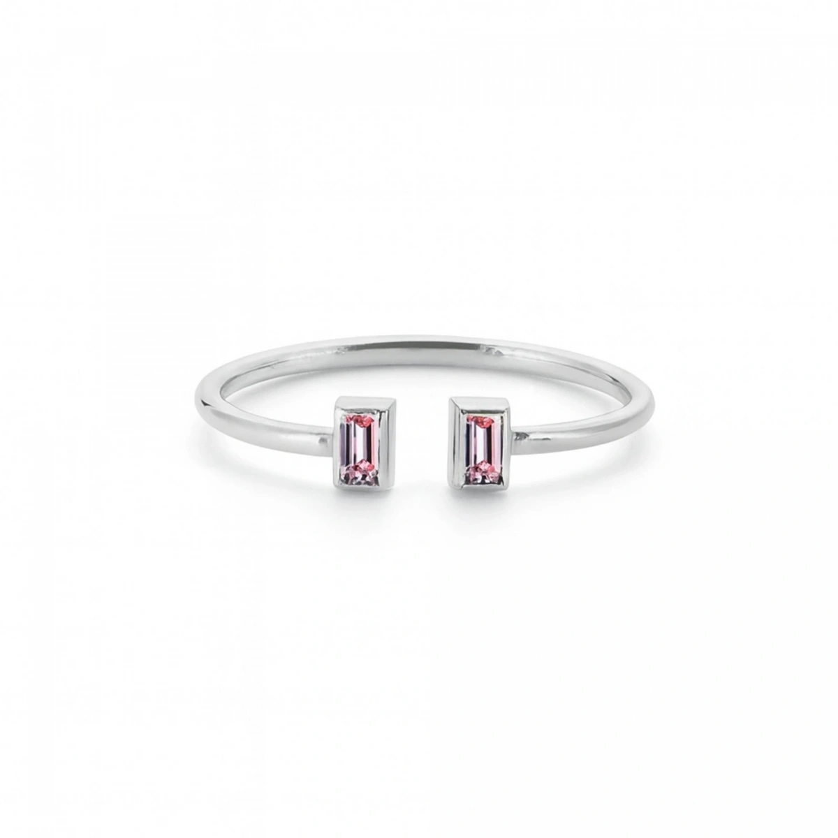 Renkli Pembe Baget Taşlı Altın Yüzük