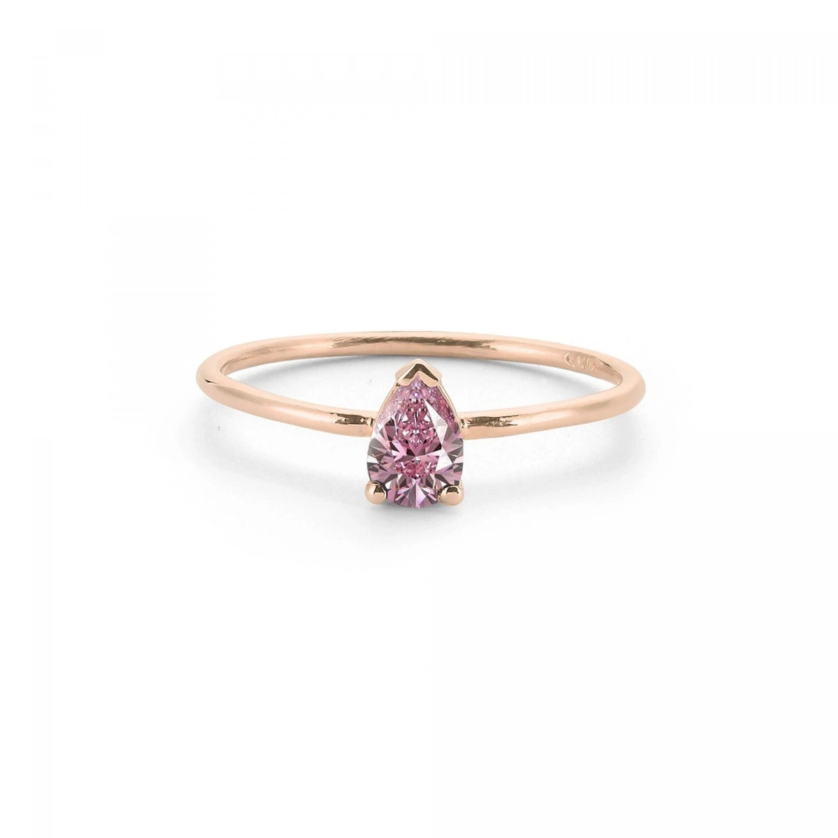 Renkli Pembe Damla Taşlı Altın Yüzük