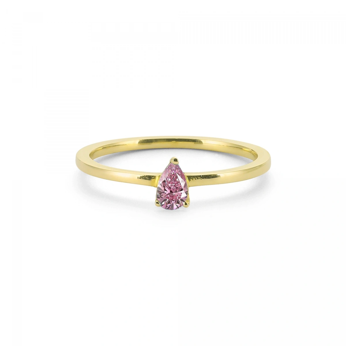 Renkli Pembe Damla Taşlı Altın Yüzük