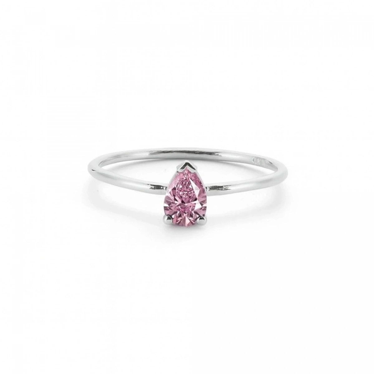 Renkli Pembe Damla Taşlı Altın Yüzük