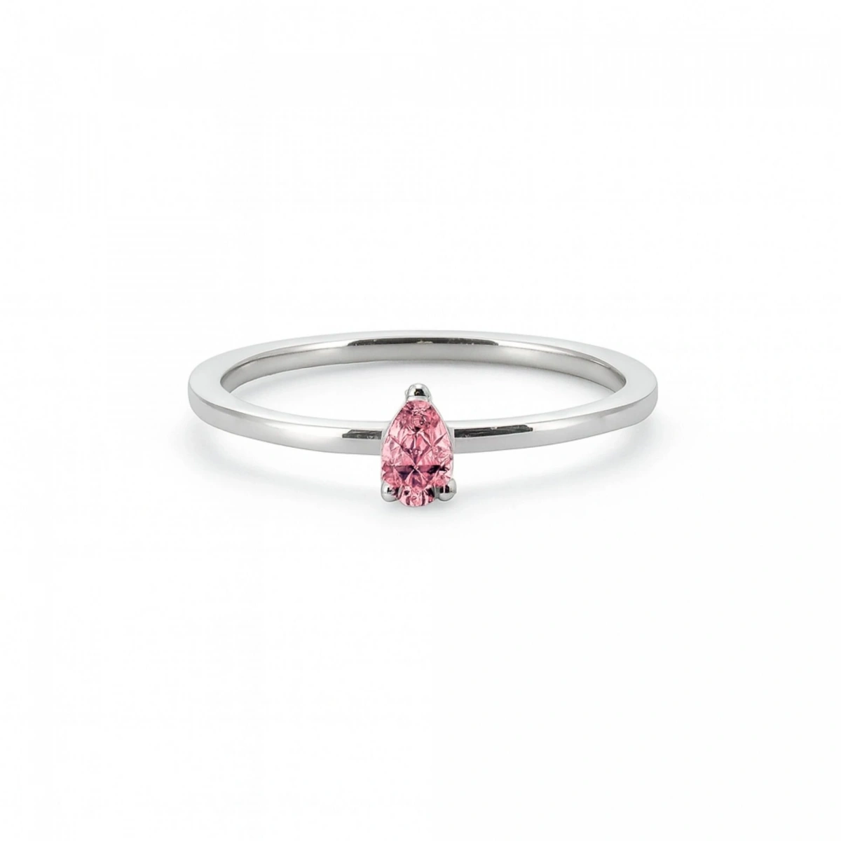 Renkli Pembe Damla Taşlı Altın Yüzük