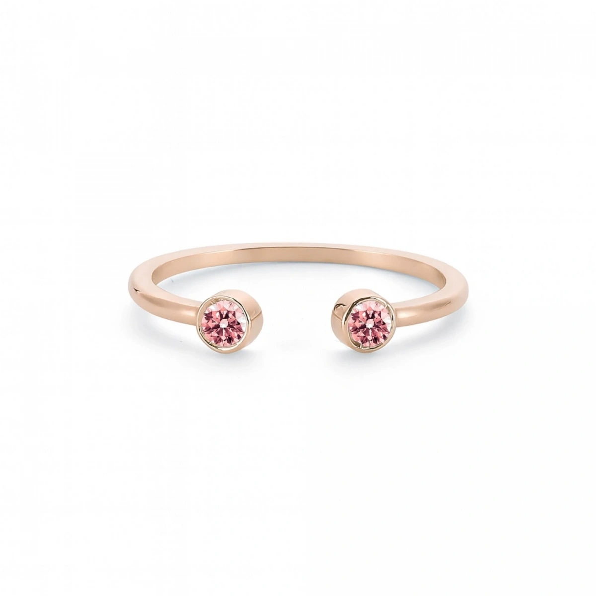 Renkli Pembe Taşlı Altın Yüzük