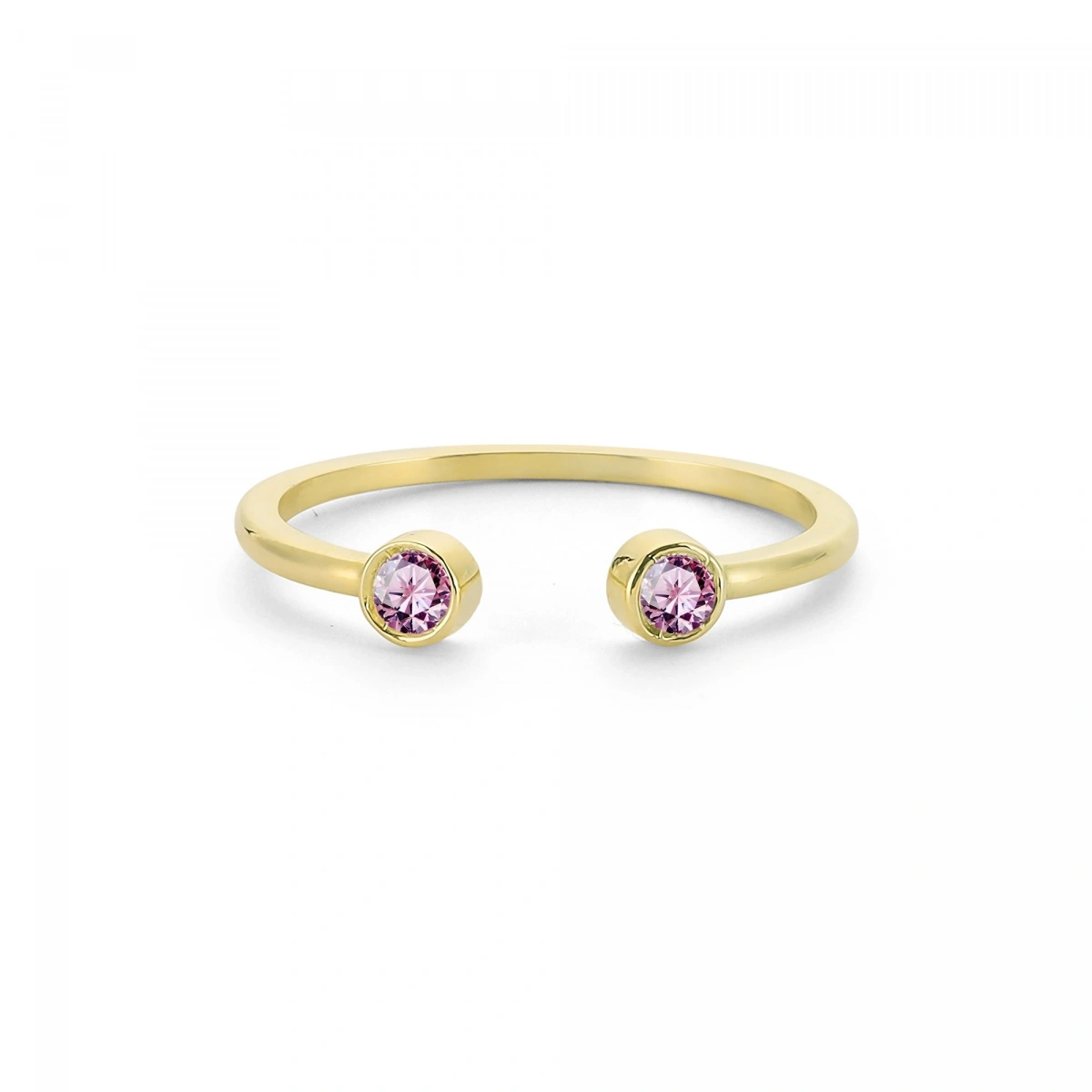 Renkli Pembe Taşlı Altın Yüzük