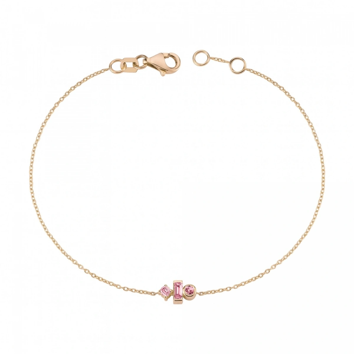 Renkli Pembe Taşlı Modern Altın Bileklik