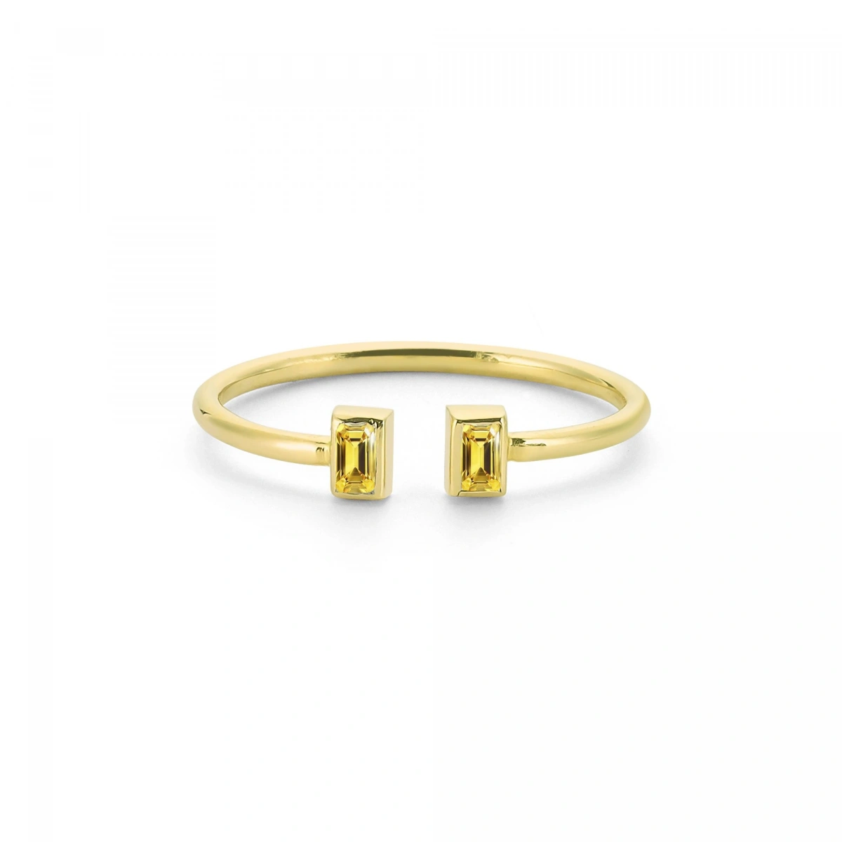 Renkli Sarı Baget Taşlı Altın Yüzük