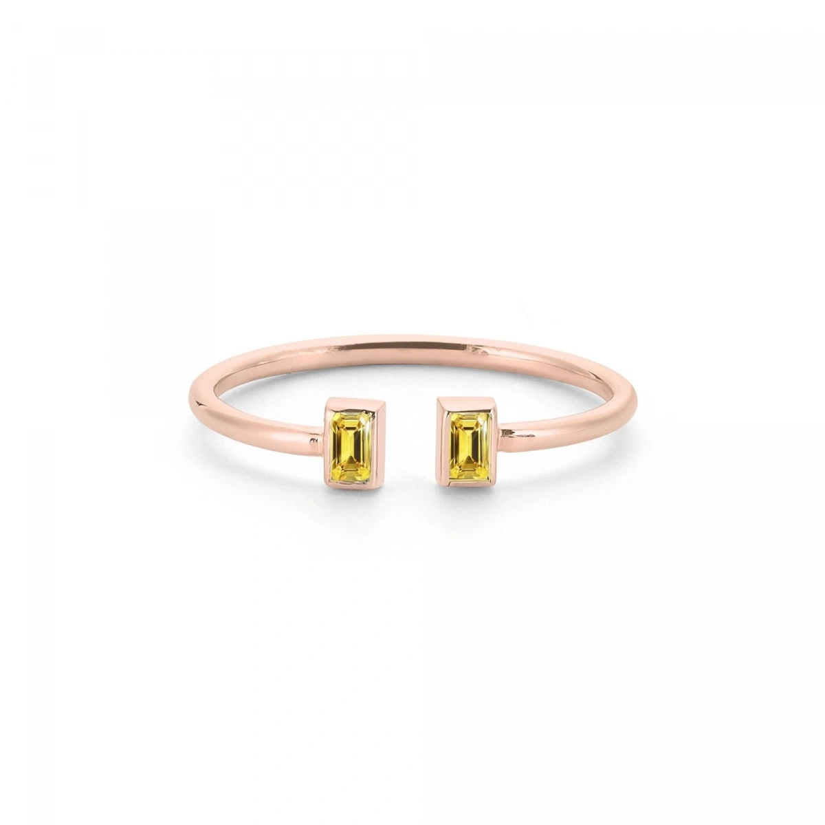 Renkli Sarı Baget Taşlı Altın Yüzük