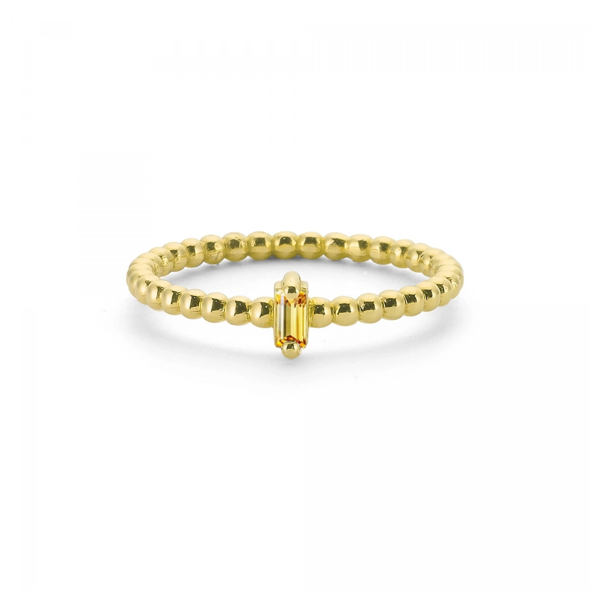 Renkli Sarı Baget Taşlı Toplu Altın Yüzük