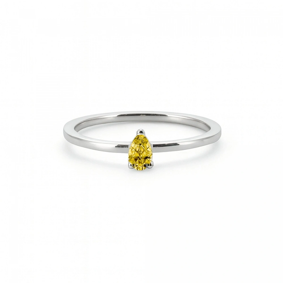 Renkli Sarı Damla Taşlı Altın Yüzük