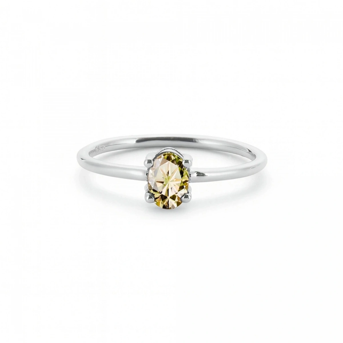 Renkli Sarı Oval Taşlı Altın Yüzük