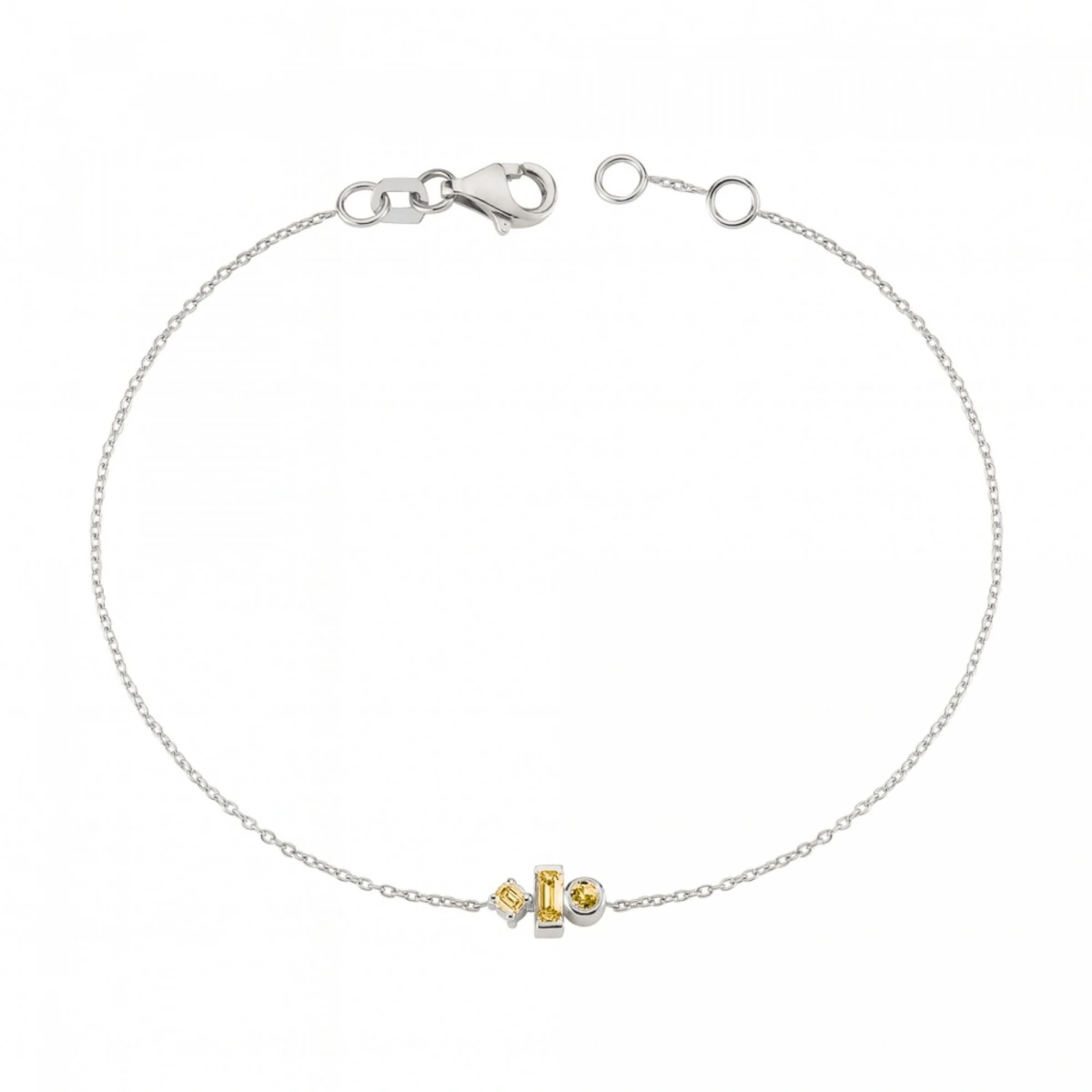 Renkli Sarı Taşlı Modern Altın Bileklik