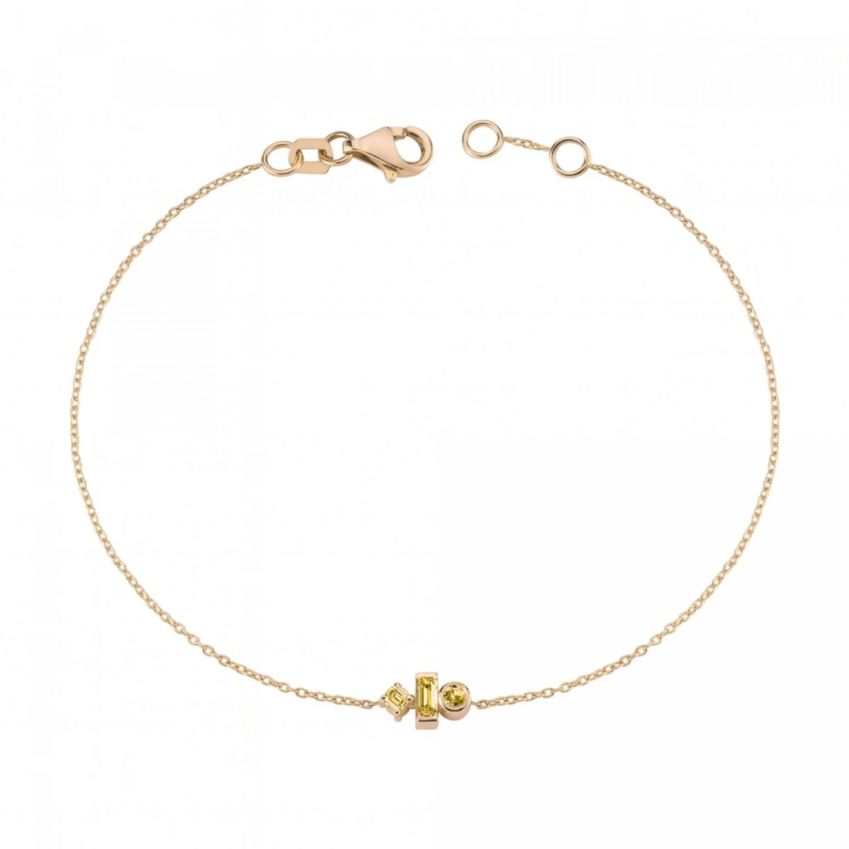 Renkli Sarı Taşlı Modern Altın Bileklik