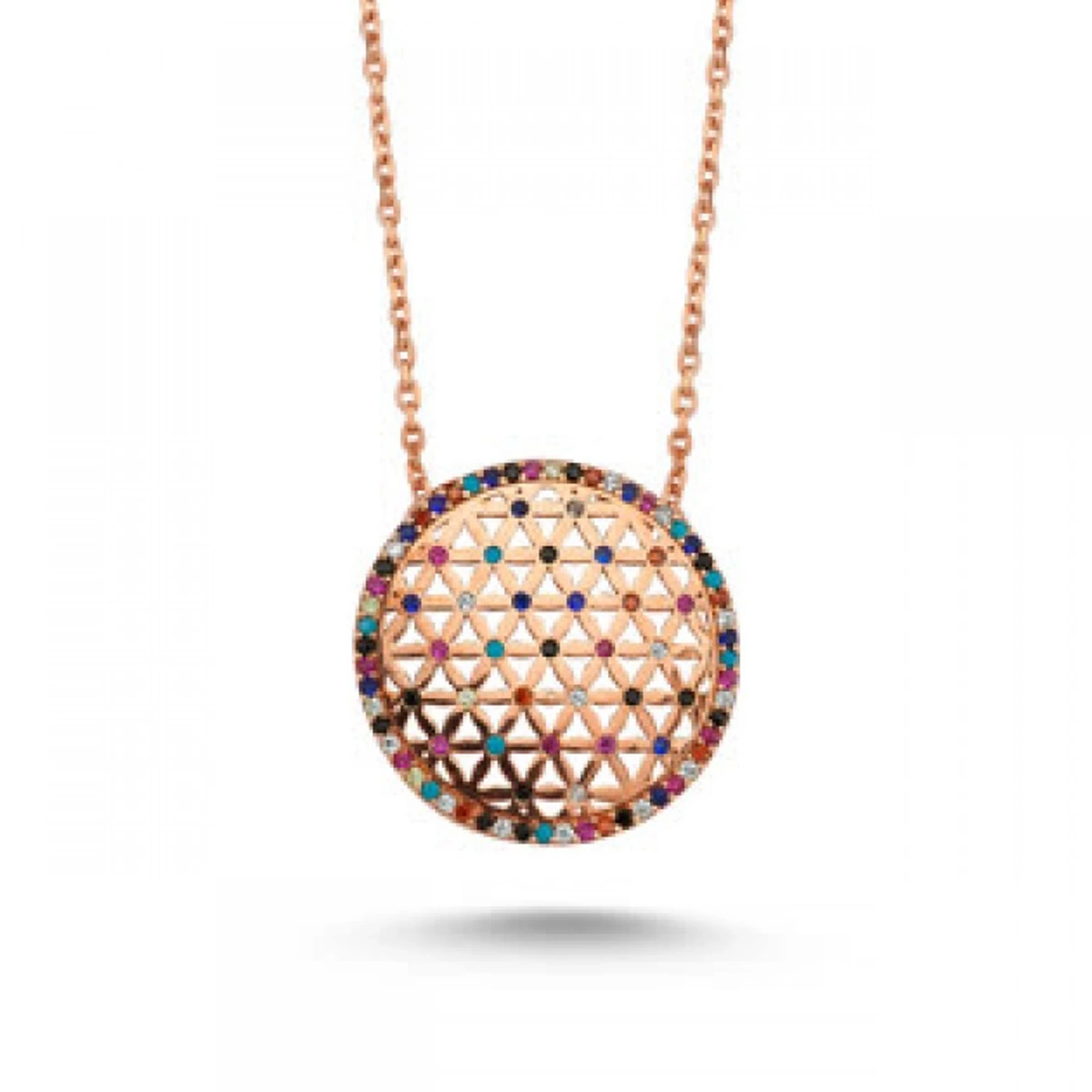 Renkli Taşlı Yaşam Çiçeği Kolye