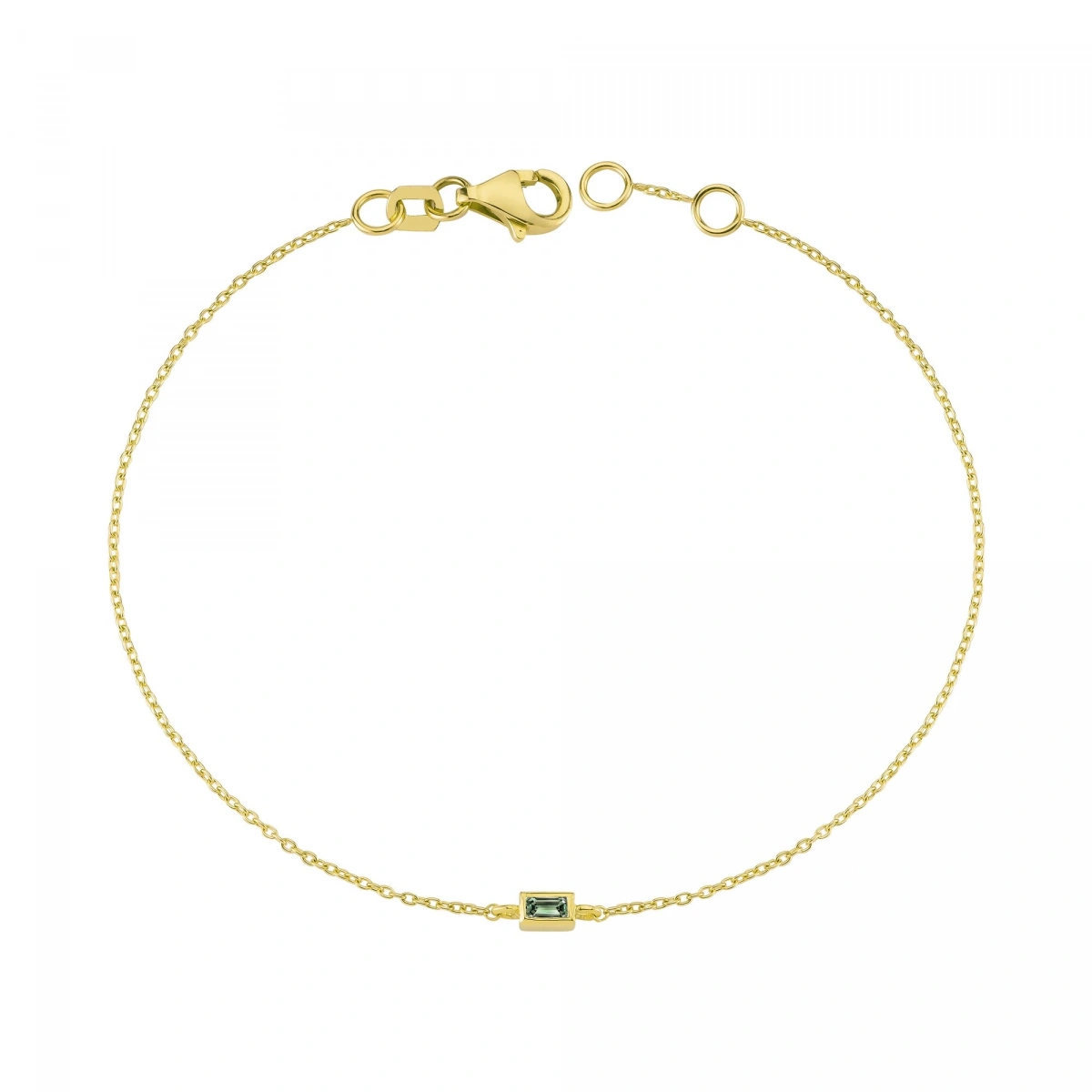 Renkli Yeşil Baget Taşlı Altın Bileklik