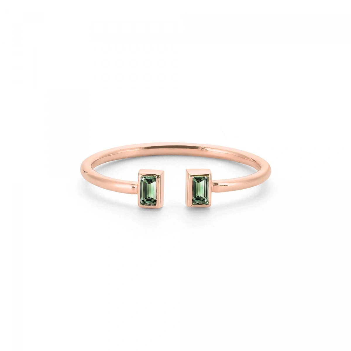 Renkli Yeşil Baget Taşlı Altın Yüzük