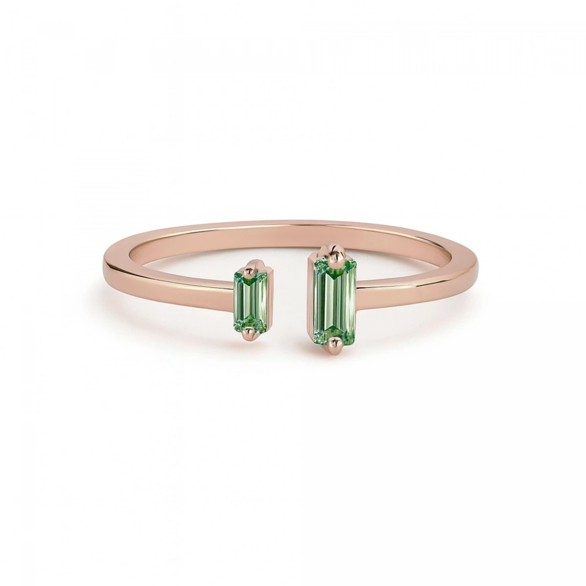 Renkli Yeşil Baget Taşlı Altın Yüzük