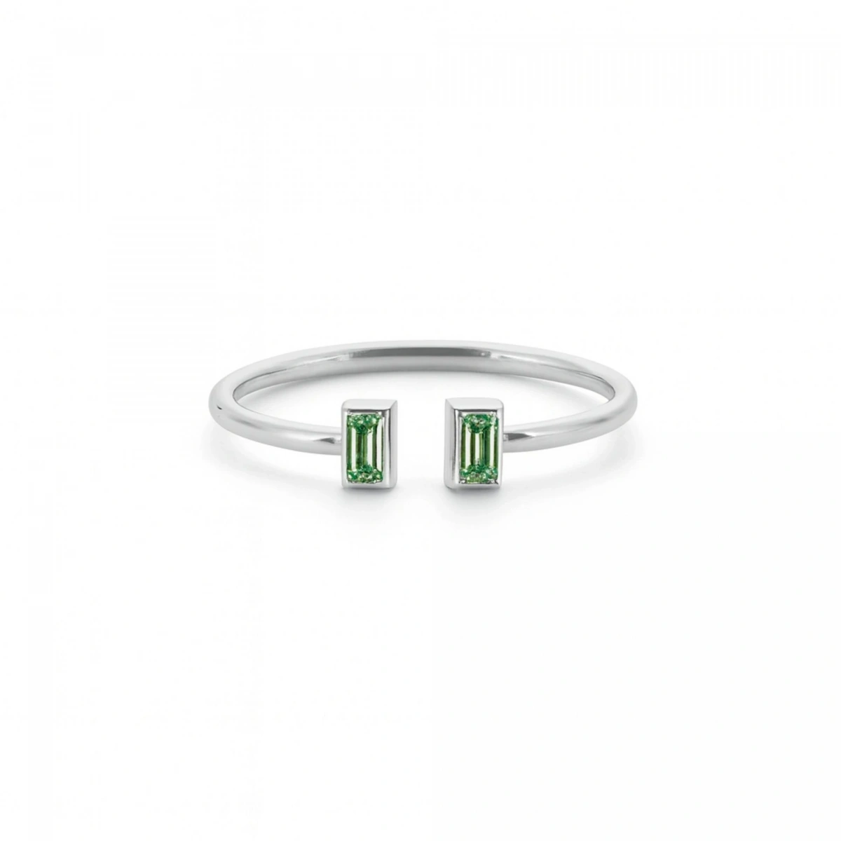 Renkli Yeşil Baget Taşlı Altın Yüzük