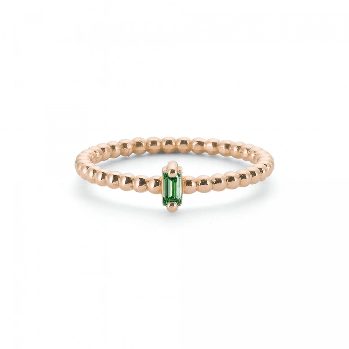 Renkli Yeşil Baget Taşlı Toplu Altın Yüzük