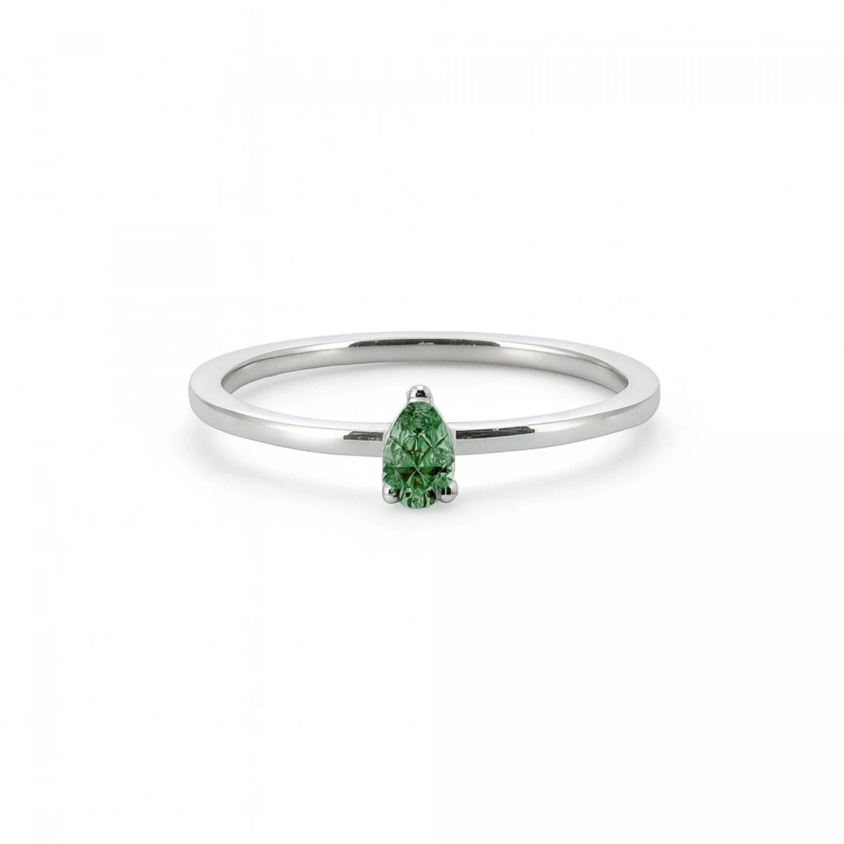 Renkli Yeşil Damla Taşlı Altın Yüzük